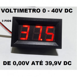 Voltmetro Digital Dc 0v A 40v Vermelho Tipo Painel