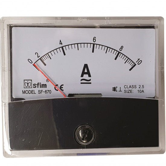 Amperimetro Analogico 10 Amperes AC ou DC terminais em latao