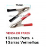 Garra Jacar Para Bateria 70mm - Par Preta e Vermelha